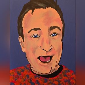 Bold Blue and Red Contemporary Painting